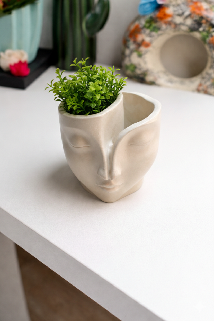 Abstract Face Concrete Jar Candle | Reusable Home Décor Soy Wax Candle