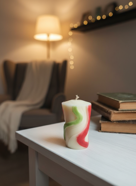 White Sculpted swirl Soy Candle | Minimal Handmade Decor Candle